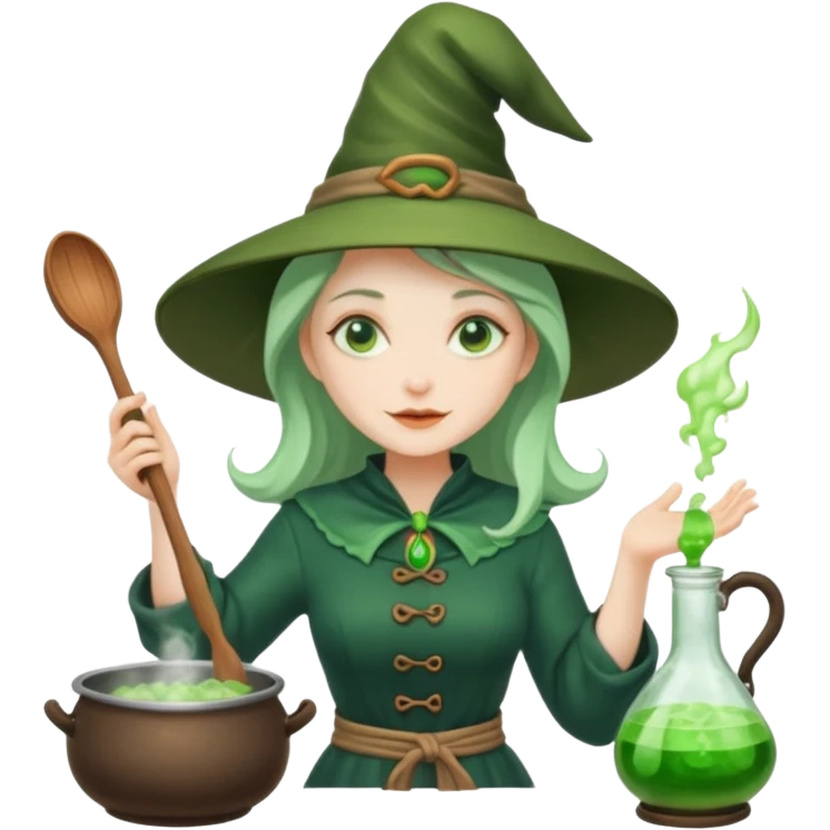 green witch cooking potion emoji