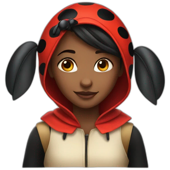 Girl dressed as Ladybug emoji
