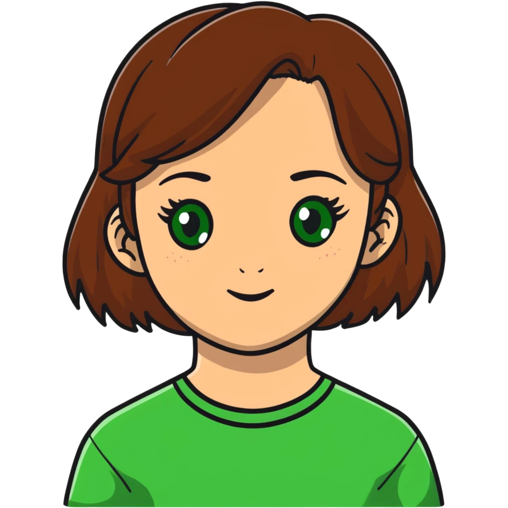 girl with brown hair green eyes and freckles emoji