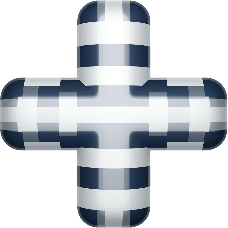 Dark blue and white horizontal striped cross emoji