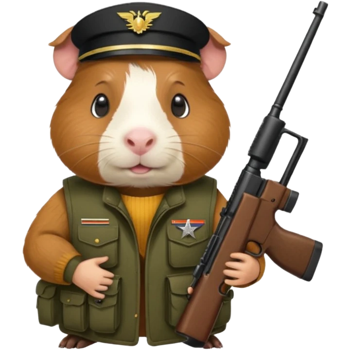 guinea pig wearing a military vest, holding a rifle emoji