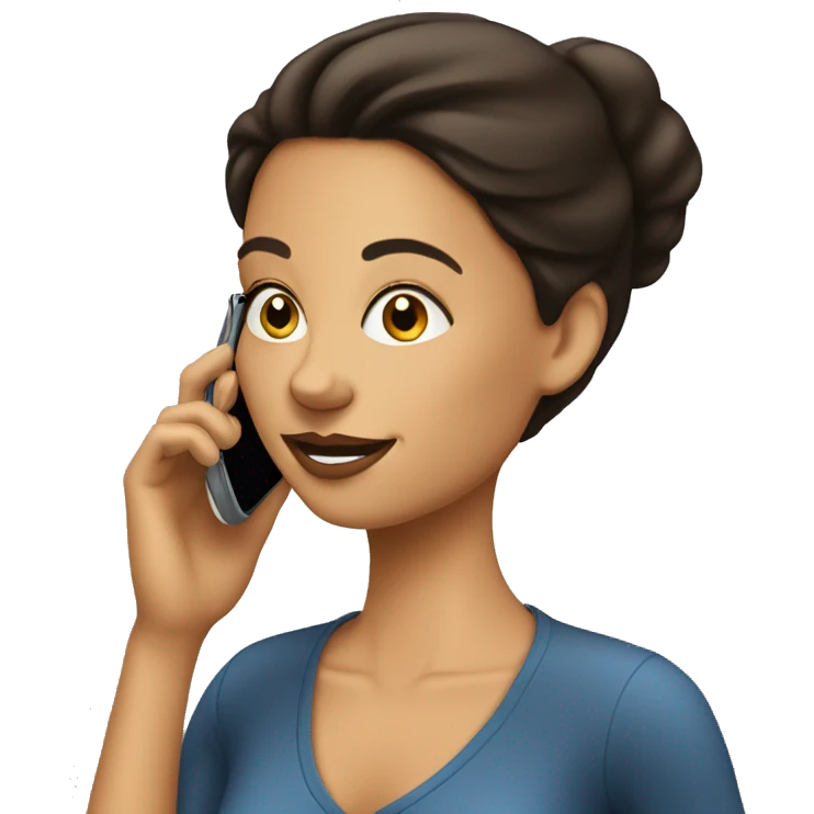 Beautiful Brunette Woman talking on her cellphone emoji