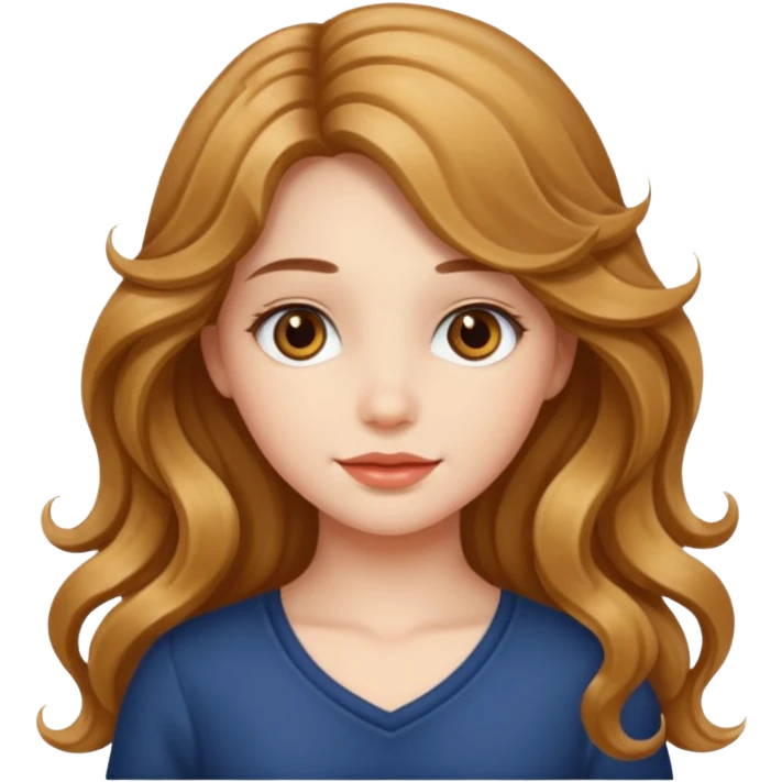 a girl with hazel long wavy silky hair.  emoji