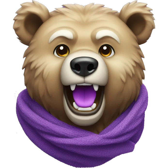 Bear head made out of diamond and wearing a purple scarf emoji
