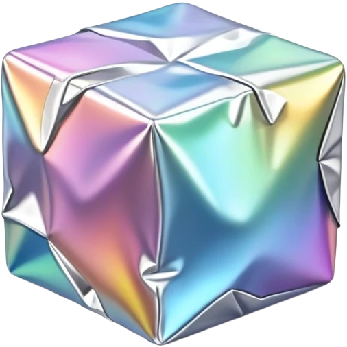 Iridescent tin foil cube emoji