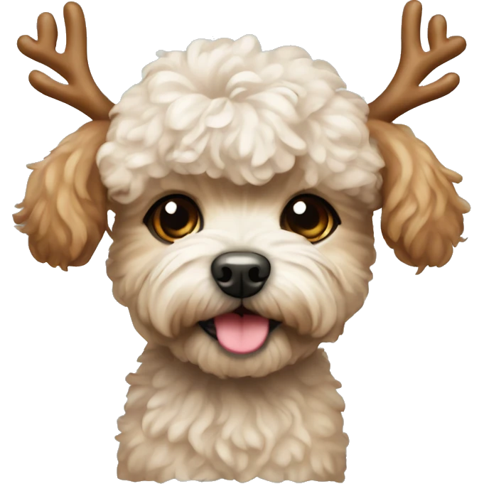 Maltipoo dog with reindeer antlers  emoji