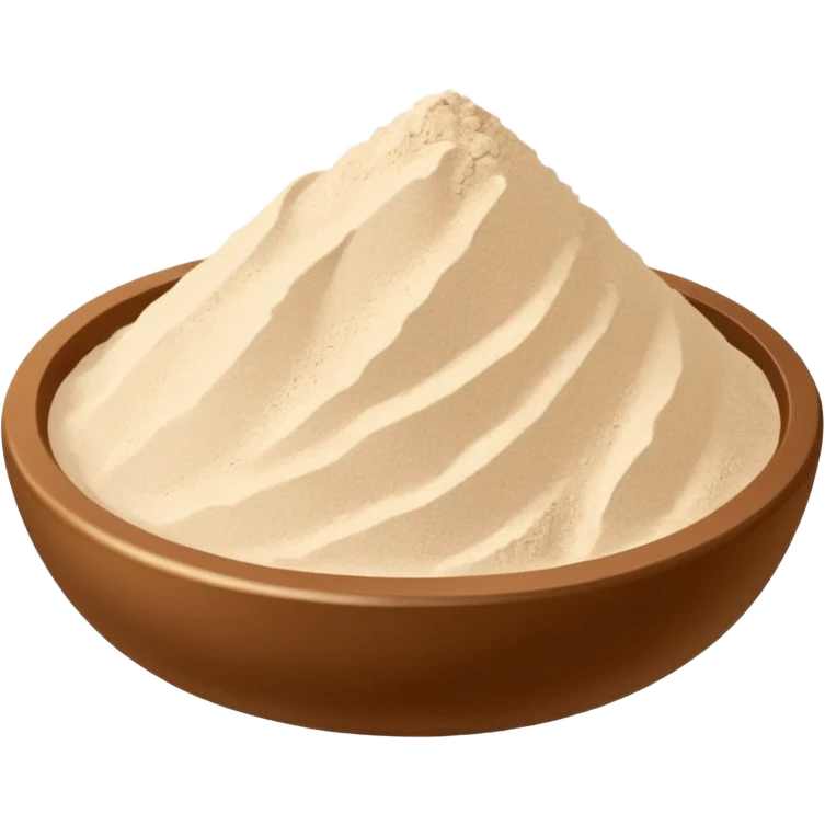 protein powder small heap finely milled beige or light tan smooth fluffy texture uneven surface optional scoop partly buried no shaker jar or branding soft lighting emoji scale emoji