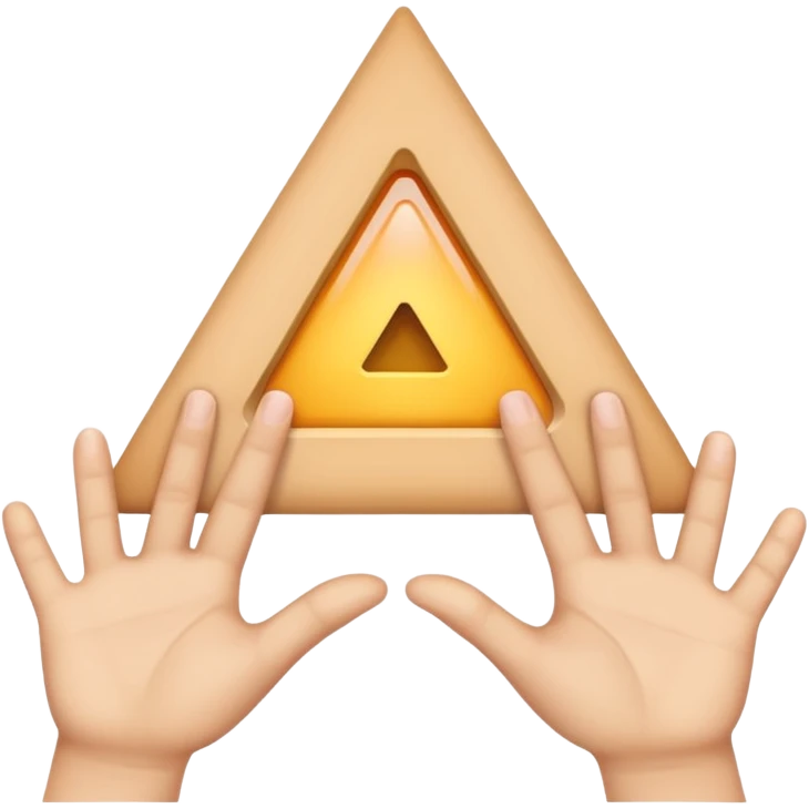 Similar to the heart hands emoji, this emoji should show a triangle created by the fingers of the hands. There should be no other triangles in the emoji. emoji
