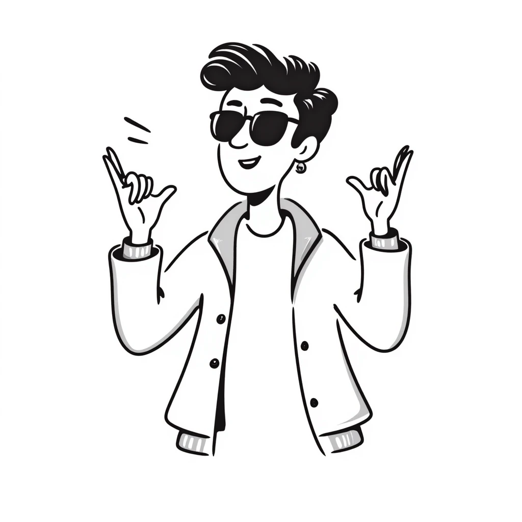 A 30-year-old Latino male with a piercing in one ear, wearing sunglasses, with short David Beckham style haircut, shrugging his shoulders with raised hands in a carefree "whatever, I'm good" gesture. He's smiling confidently while wearing a t-shirt with a light jacket emoji