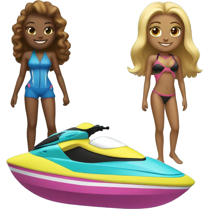 two girls on a jet ski  emoji