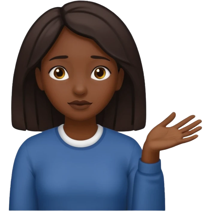 Dark skin girl asking for money with hand out emoji