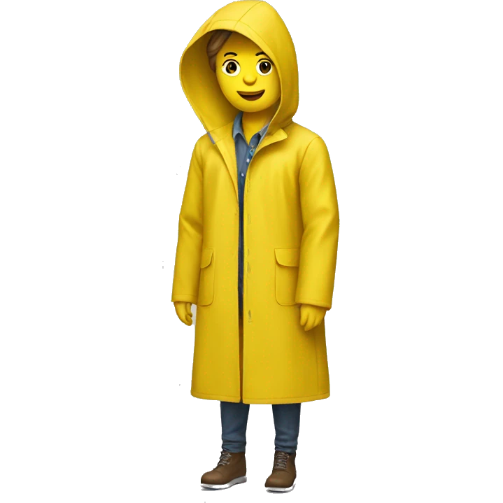A mannequin wearing a yellow raincoat emoji