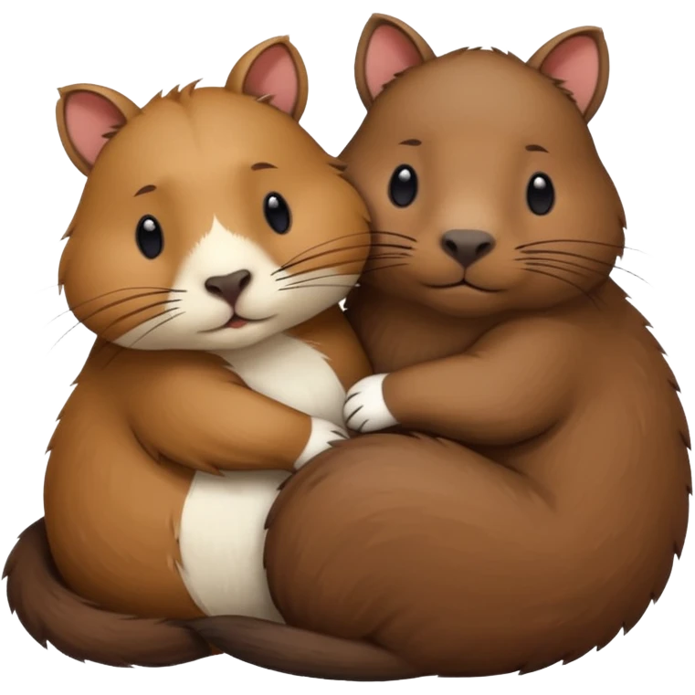 capybara and a cat cudding with each other emoji