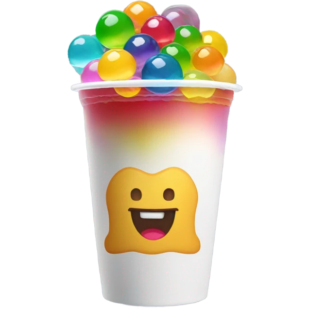 Boba in a McDonalds cup with rainbow jelly emoji