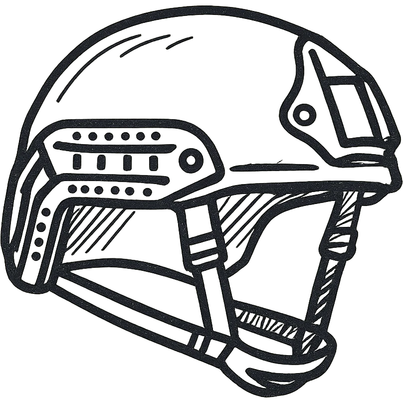 schematic modern American military helmet, army NATO style, strict technical style, contour or light gray fill, no text, minimalism emoji