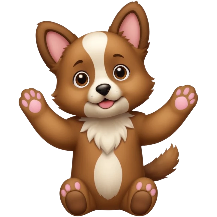 puppy with paws up that tried emoji