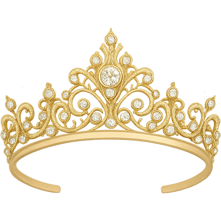 butterfly crown with a soft yellow base, no butterflies, only sparkling gems emoji