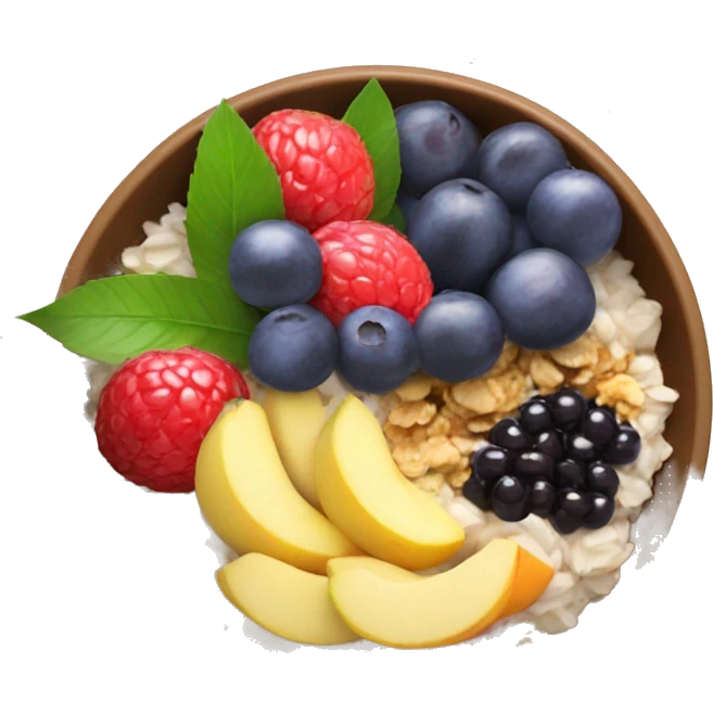 Açai bowl where you can see the acai, granola and the fruit  emoji