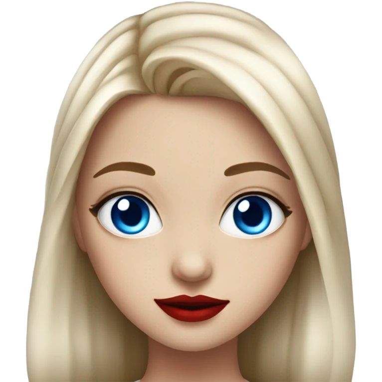Realistic girl, blue eyes, red lipstick and fantastic  emoji