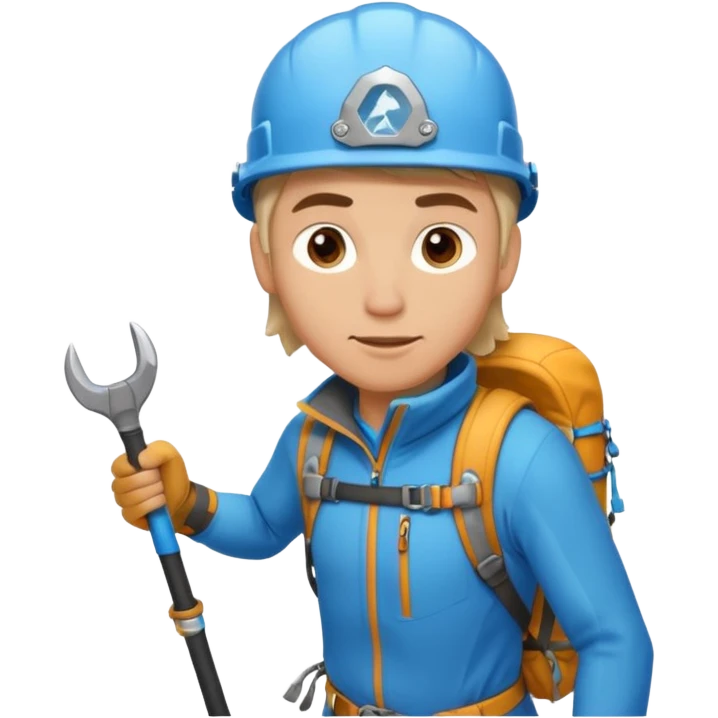 lead climber with ice axe in Mountain Climbing Team emoji