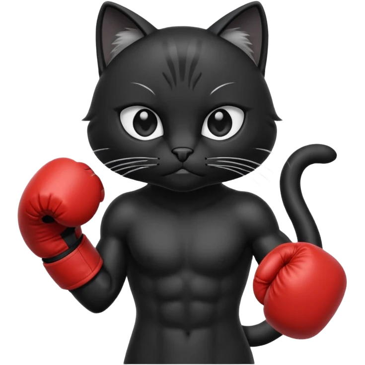 Black Cat with boxing gloves emoji