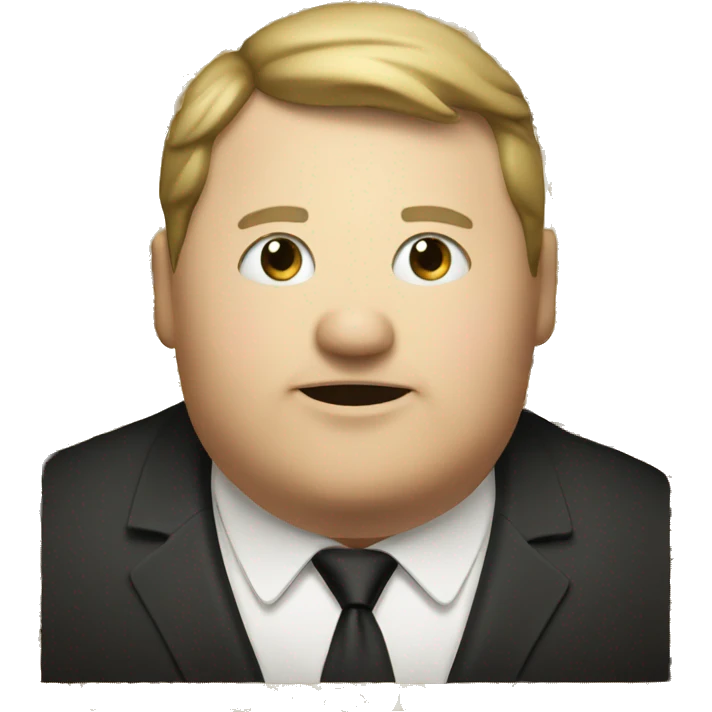 A white fat man, with black tophet and an iPhone emoji