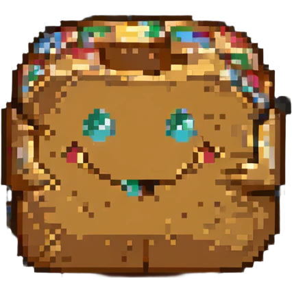 a loaf of bread with a smiley face, pixel art style emoji