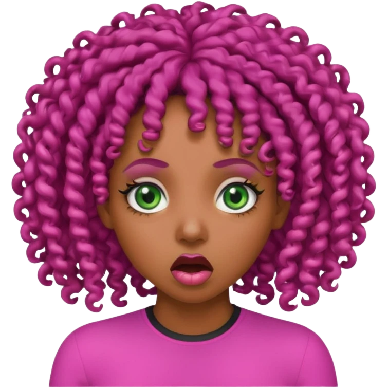 pink green shocked black female curly hair eyeballs emoji
