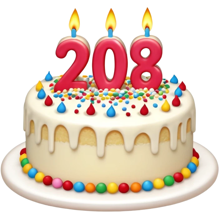 A festive New Year cake with lit candles shaped as the number 2026,
warm lighting, celebratory atmosphere,
soft background, high quality, clean composition emoji