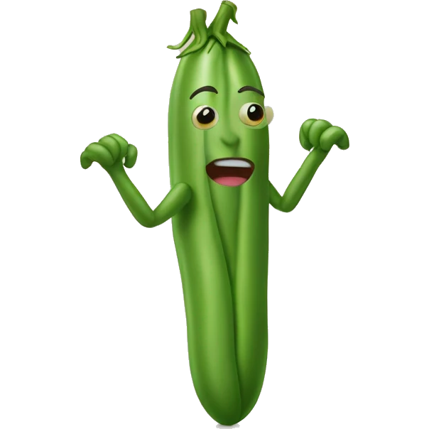 green bean with arms and legs and with eyebrows named mameo emoji