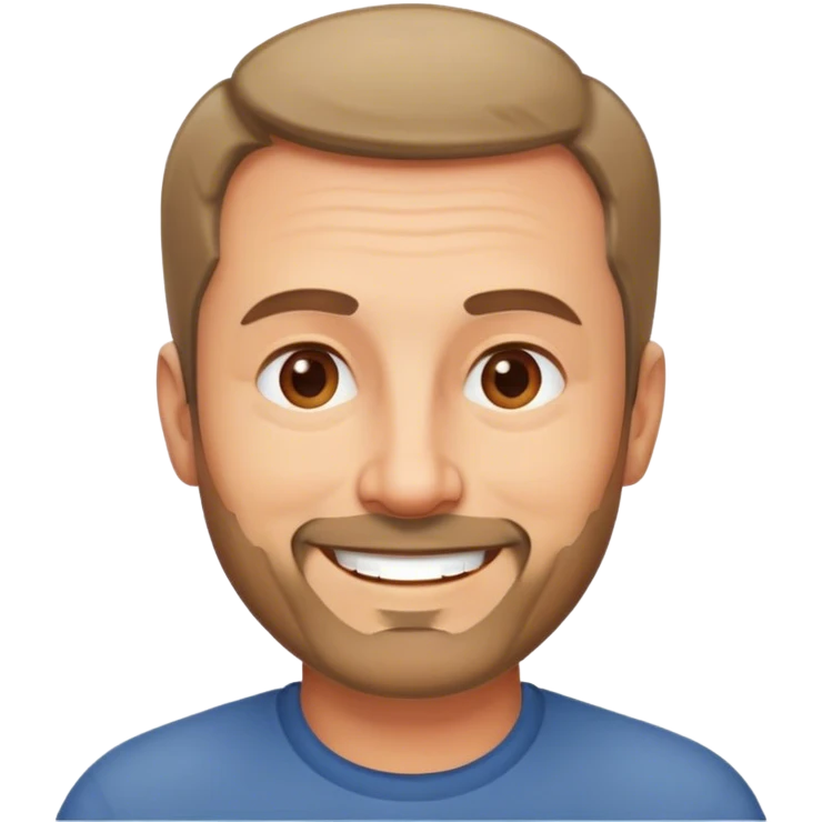 un homme de 50 ans souriant avec les cheveux courts et une légère barbe emoji