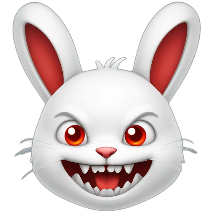 evil white rabbit with sharp fangs with red around mouth emoji