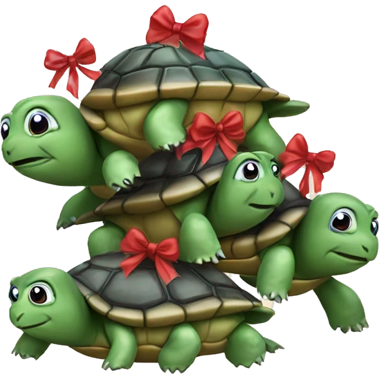 turtle family with bows on their heads emoji