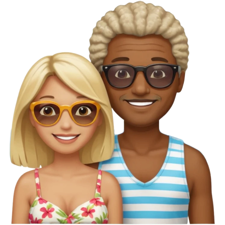 Black man salt n pepper hair smiling with blonde in love on beach emoji