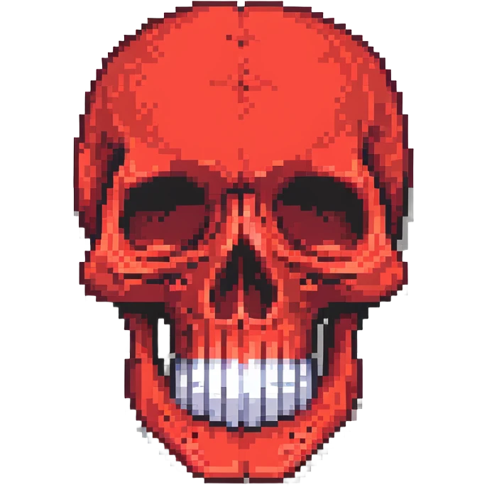 pixelated skull in red and black color scheme emoji