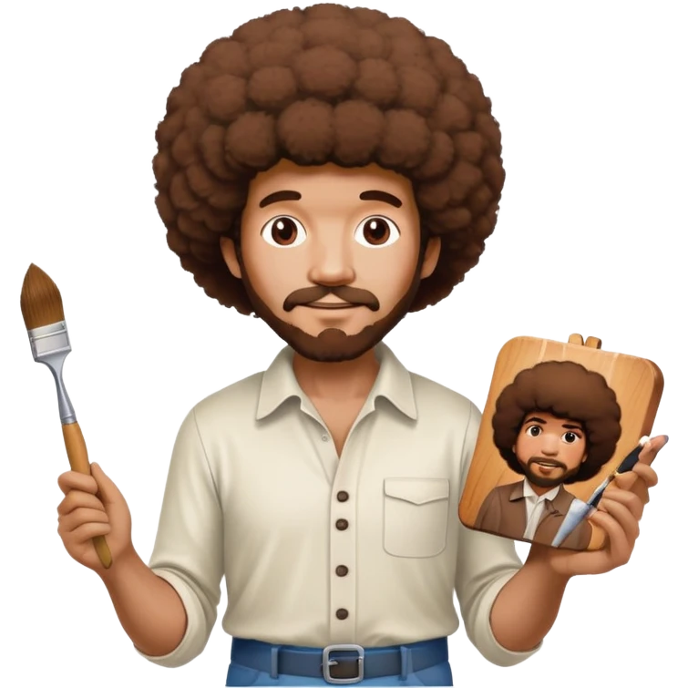 bob ross painting a SPAM meat portrait landscape  emoji