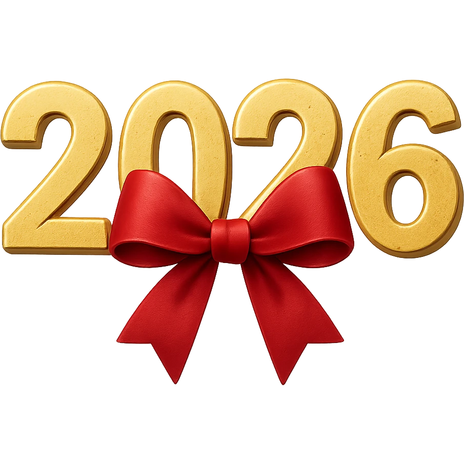 new year 2026 bow ,remove background emoji