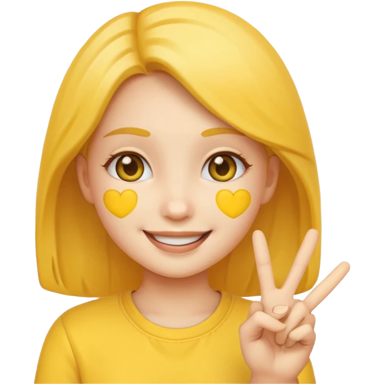 cute girl emoji, with a peace sign emoji