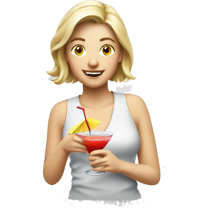 White female playing golf holding cocktail emoji