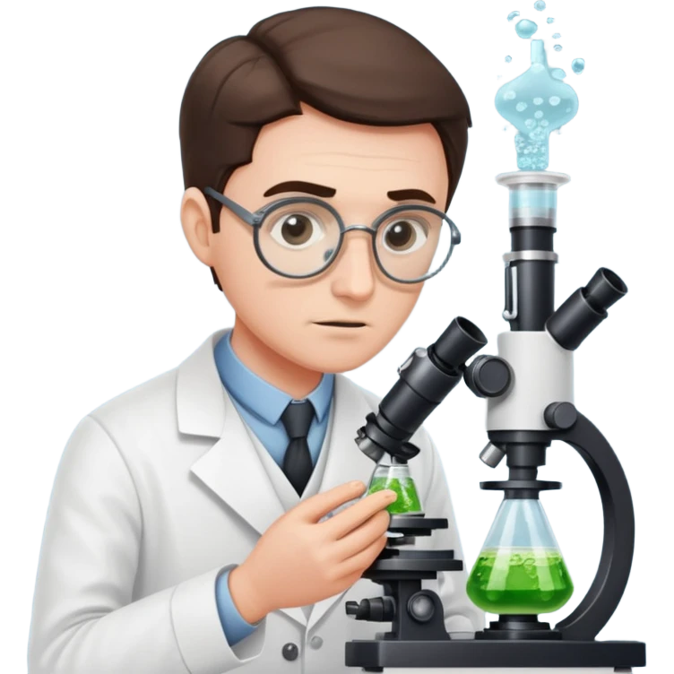 a victorian scientist carrying out an experiment with petri dish and microscope emoji