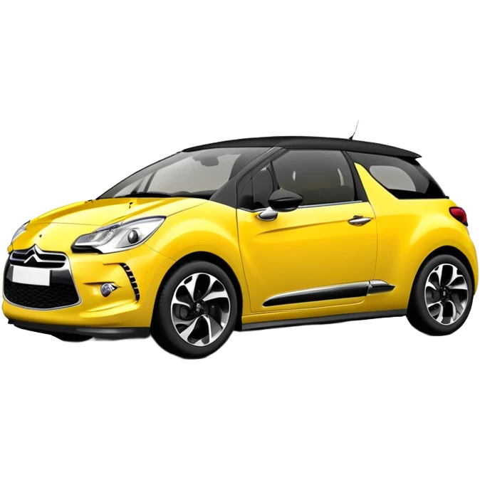 Yellow car Citroen DS3 with black roof like from car catalog  front left side emoji