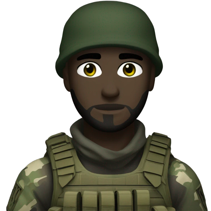 white male, pale skin, call of duty dark mask, green camo tactical gear, combat boots, black beanie, hazel eyes emoji