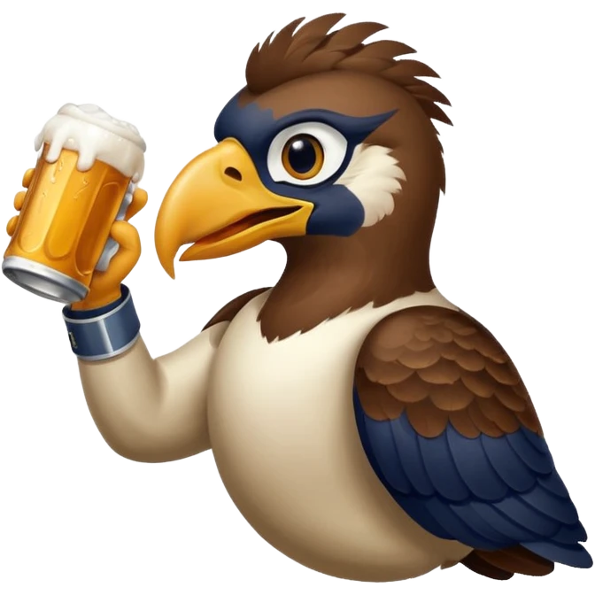 Seahawk bird drinking beer happy cheers emoji