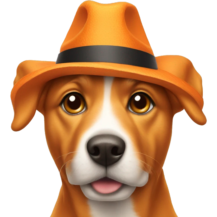 A orange dog with a hat emoji