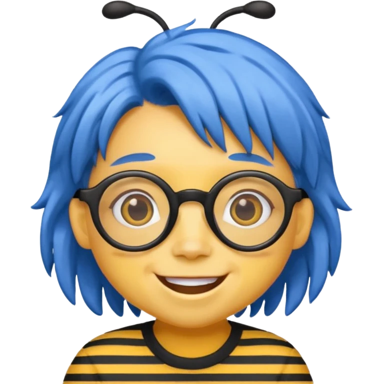 bee with blue hair and spectacles emoji