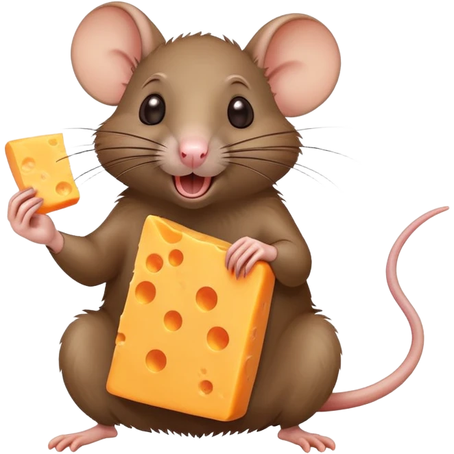 Rat eating cheese while doing the Macarena emoji