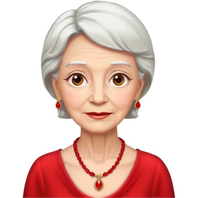 elderly woman with red dress and red necklace  emoji
