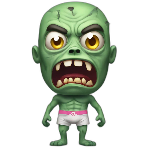 angry zombi wearing an underpants hyperrealistic emoji
