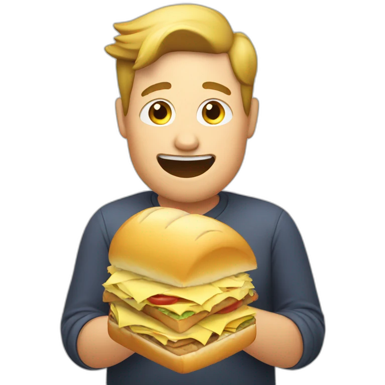 obese eating sandwich emoji