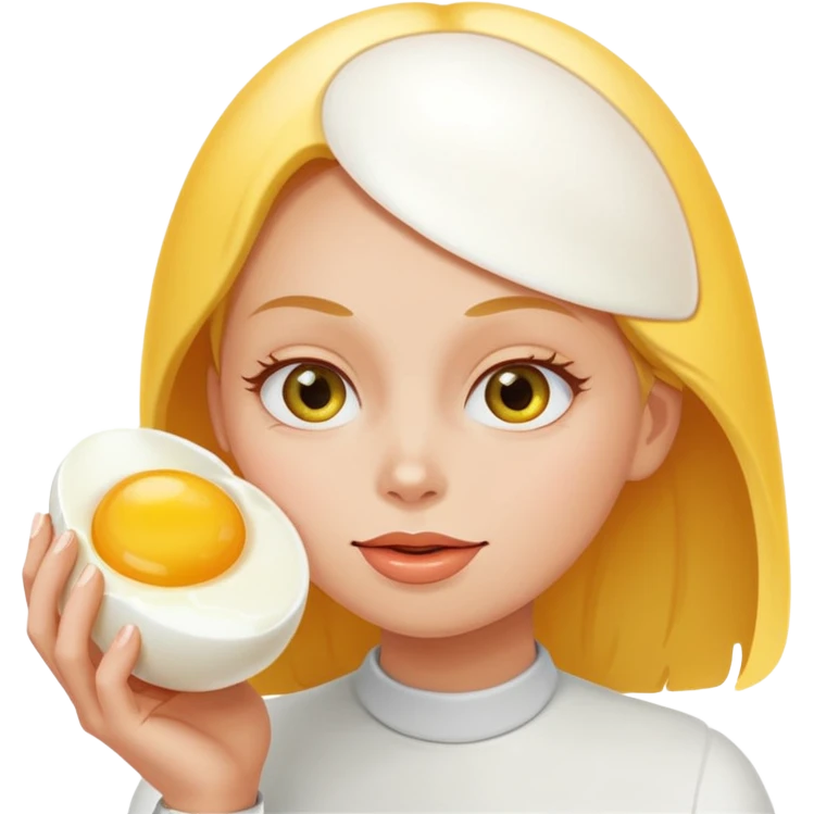 Female eating egg emoji